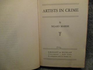 Artists In Crime By Ngaio Marsh 1938 Vintage Hardcover Book Grosset & Dunlap 3