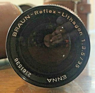 Braun - Reflex - Lithagon Enna 1.  3.  5 35mm Camera Lens W/case -