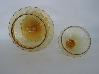 Honey Amber Glass Vintage Yellow Footed Candy Dish with Lid 383B 5
