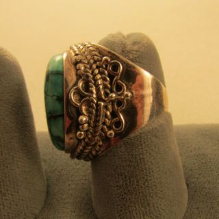 VINTAGE SOUTHWEST TURQUOISE RING SIZE 6 STERLING 3