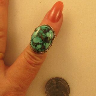 VINTAGE SOUTHWEST TURQUOISE RING SIZE 6 STERLING 4