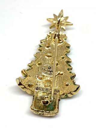 Vintage Christopher Radko CHRISTMAS TREE BROOCH PIN - Rhinestone Pin 2