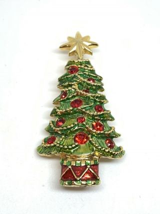 Vintage Christopher Radko CHRISTMAS TREE BROOCH PIN - Rhinestone Pin 4