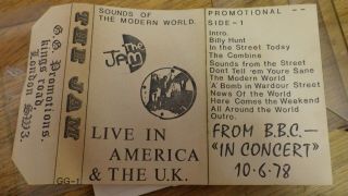 The Jam,  Paul Weller,  Sounds of the Modern World,  3 X Vintage cassette tape MOD 2