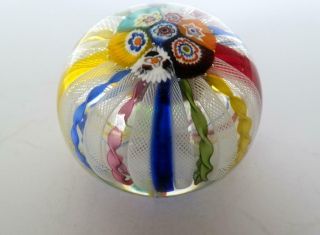 Vintage Murano Venetian Glass Paperweight With A Millefiori Top