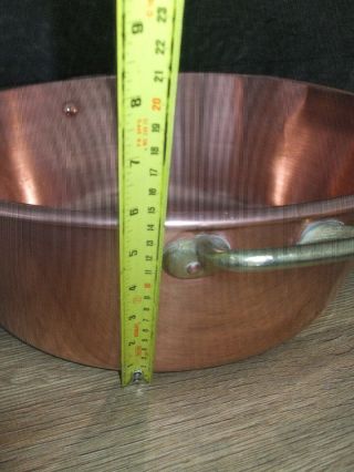 VINTAGE FRENCH COPPER PRESERVING JAM PAN MIXING BOWL BRASS HANDLES ROLLED EDGE 6