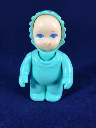 Vintage Little Tikes Dollhouse Teal Baby Great Face