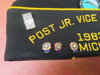 Vintage VFW Garrison Hat And Hat Pins Marines JR.  Vice Commander MI 8