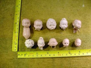 10 X Vintage Excavated Rose Bisque Doll Head Age 1890 Mixed Media Altered 13286