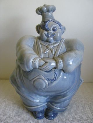 Vintage Red Wing Pottery Blue Chef Cookie Jar