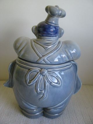 Vintage Red Wing Pottery Blue Chef Cookie Jar 4