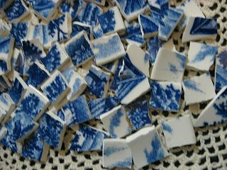 Blue & White Vintage Broken China Mosaic Plate Tiles From Japan 4