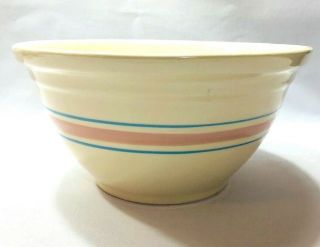 Large Vintage Mccoy 12 " Mixing Bowl Pink & Blue Stripes