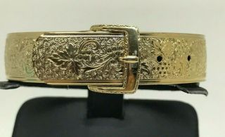 Vintage Hayward 1/20 12 Karat Gold Filled Etched Grapes Buckle Bangle Bracelet