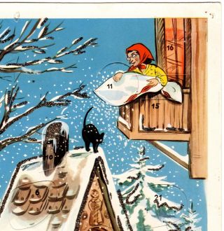 Vintage Advent Christmas Calendar West Germany Wolff Leber Frau Holle Mica 3