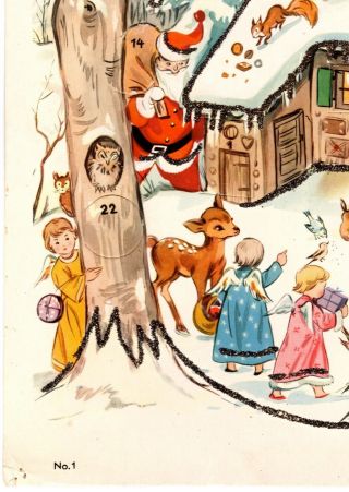 Vintage Advent Christmas Calendar West Germany Wolff Leber Frau Holle Mica 4