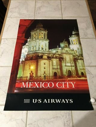 Vintage Us Airways Travel Poster 24x36 Mexico City Airport Agency