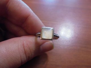 Vtg Sterling Silver Square White Mother Of Pearl Shell Ring Size 5.  75 3.  5 Grams