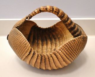 Vintage Real Armadillo Shell Basket Taxidermy Wildlife Western Decor