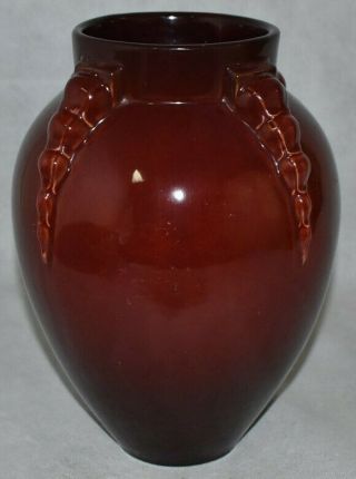 Large And Vintage Roseville Pottery Topeo Red Art Deco Ceramic Vase 661 - 9