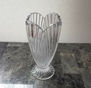 Vintage Marquise By Waterford Cut Crystal Vase 10 Inches Tall Footed Heavy