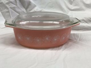 Vintage Pyrex Pink Daisy 043 Casserole With Lid