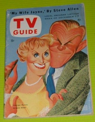 1956 Vintage Tv Guide George Burns & Gracie Allen All Hirschfeld Caracature Cvr