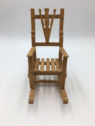 Vintage Handmade Wooden Clothes Pin Rocking Chair - - Decorator Or Doll Furniture