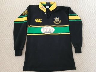 Vintage Classic Northampton Saints Long Sleeved Rugby Shirt Away 2000 - 2001.