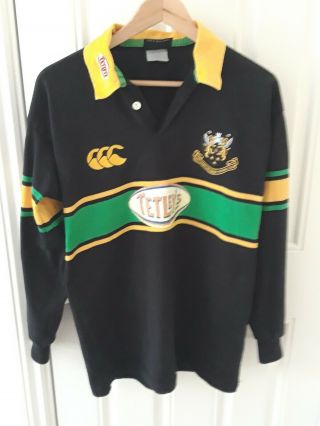 Vintage Classic Northampton Saints Long Sleeved Rugby Shirt Away 2000 - 2001. 2