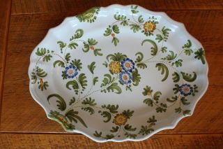 Vintage Cantagalli Faience Italy Large Oval Platter (11 - 3/4 " X 15 ") Serving