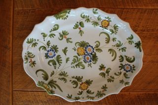 VINTAGE CANTAGALLI FAIENCE ITALY LARGE OVAL PLATTER (11 - 3/4 