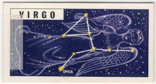 Virgo Constellation Zodiac Virgin Sign Astrology Vintage Trade Ad Card