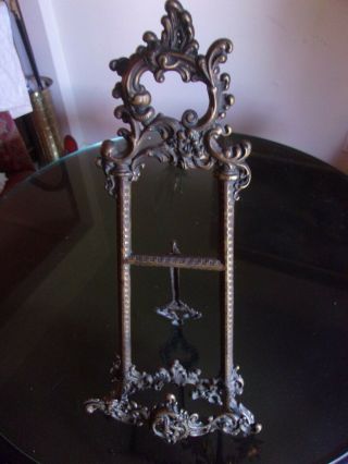 Large Vintage Brass Bronze Ornate Easel 16 In.  Display Stand