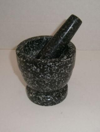 Vintage Black Marble Mortar & Pestle Spice/herb Grinder Pill Crusher
