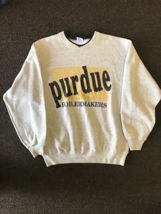 Vtg Mens Purdue Boilermakers Big Spell Out Sweater Xl 90s Usa Made