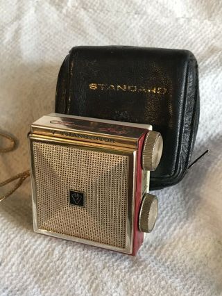 Vintage 7 Transistor Radio Standard Sr - G430 Micronic Ruby Red White
