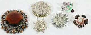 Vintage Mixed Costume Jewellery Bundle Joblot Brooches Pins Locket