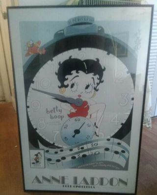 Vtg Framed Anne Laddon (poor Cinderella) Betty Boop Poster 24 " X 36 "