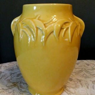 Vintage Mccoy Pottery Vase Yellow Shiny Glaze Leaf Planter Gorgeous