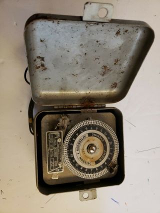 Vintage Tork Clock Mechanical Timer,  115v Metal Coffin Style