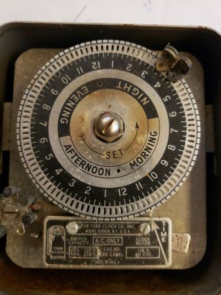 Vintage Tork Clock Mechanical Timer,  115V Metal Coffin Style 2