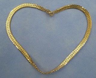 Vintage 16 " Monet Gold Toned Flat Woven Chain,  Choker Necklace,  Flawless