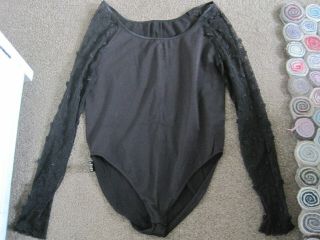 Black Vintage Cotton & Lace Wolford Body Size Large