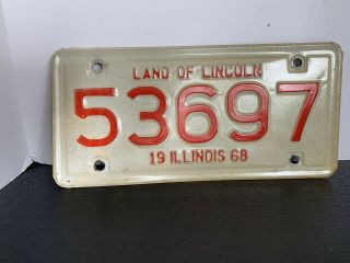 Vintage 1968 Illinois Motorcycle License Plate