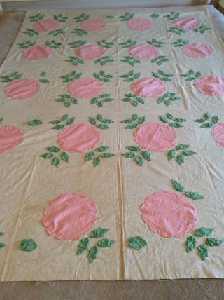 Vintage Home Needlecraft Creations Appliqué Quilt Top From A Kit: Ohio Rose 3