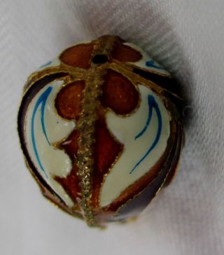 Vintage Russian Marroon/Gold/White Enamel Egg Pendant Charm 4