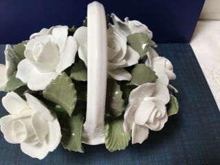 Vtg Aynsley England Basket Of White Roses Fine Bone China Hand Modelled/painted