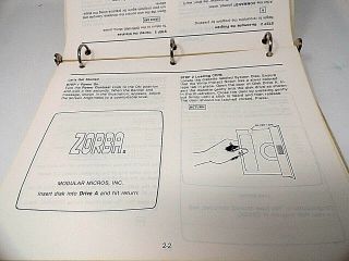 Vintage 80 ' s Zorba Computer Users Guide - Binder w/ 5 1/4 