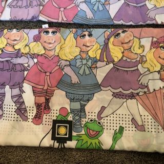 Vintage Miss Piggy Kermit Muppets Twin Sheets Fitted And Flat Lady Pepperell 2